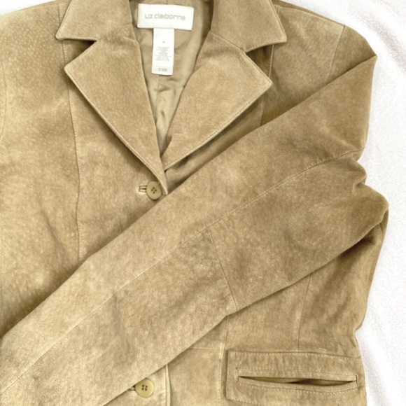 Liz Claiborne Tan Suede Leather Blazer Jacket, Size M - Picture 8 of 9